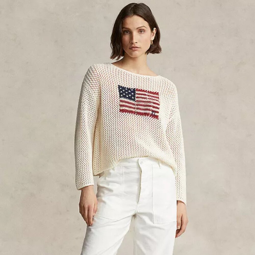 Ralph Lauren Crotchet American Flag Sweater - Picture 4 of 12